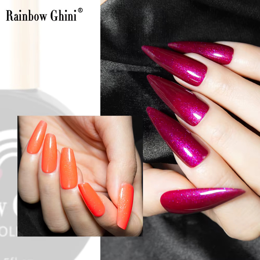 Rainbow Ghini Nagellack, weinrot, Glitzer-Schimmer, 15 ml - Bild 3