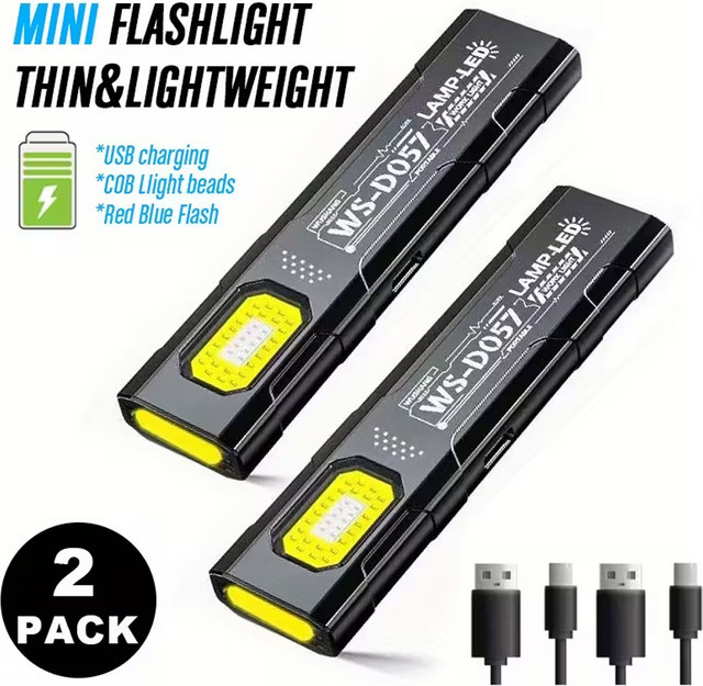 KDULIT LED COB Schlüsselanhänger Taschenlampe in Schwarz mit Magnet und USB-Wiederaufladung als tragbare Mini-Arbeitsleuchte und Notfall-Laterne - Bild 1