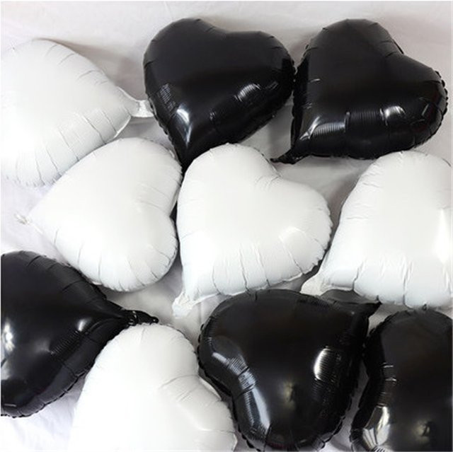 KUKUZHU 10er Set Herz-Aluminiumfolienballons in Schwarz, 45,72 cm Durchmesser, ideal für Valentinstag und Hochzeiten - Bild 1