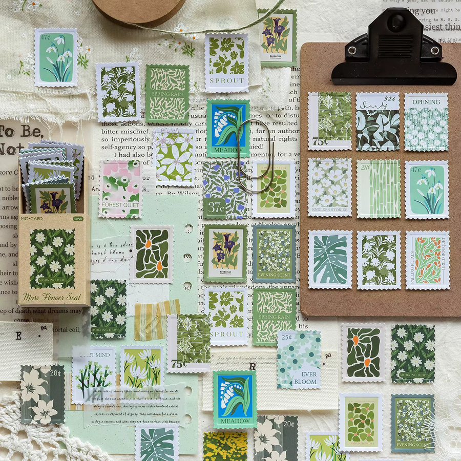 3D-geprägte Aufkleber mit Pflanzen- und Blumenmuster in Multicolour für DIY Journaling - Bild 2