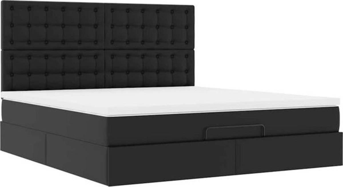 vidaxl Ottoman Polsterbett mit Matratze in Schwarz aus Kunstleder B/T/H: 160 x 200 x 128 cm - Bild 1
