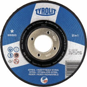 TYROLIT Schruppschleifscheibe Basic 2 in 1 Universal Schleifscheibe Blau, Durchmesser: 125 mm, Breite: 6 mm - Bild 1