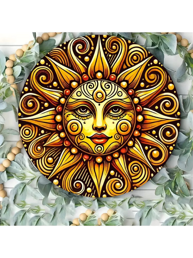 Potdemiel Wandkunst Smiling Sun Metall-Wanddeko Rund, Multicolor - Bild 6