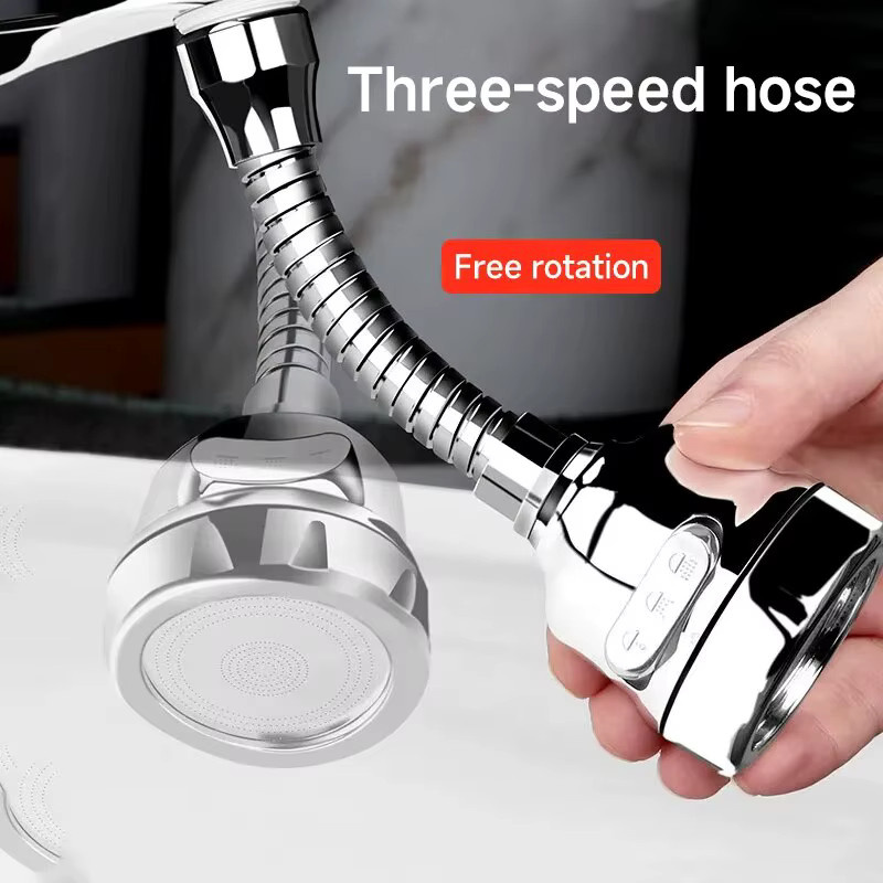 DOCO LAB Universal Küchenarmatur Extender Adapter mit 3 Modi und 360 Grad Rotation in Silber - Bild 1