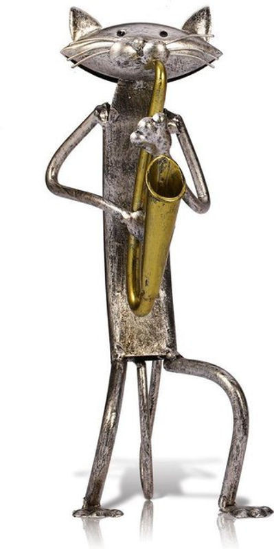 Handgefertigte Katzen-Metallskulptur von Tooarts als dekorative Kunstfigur in Silber oder Gold - Bild 1
