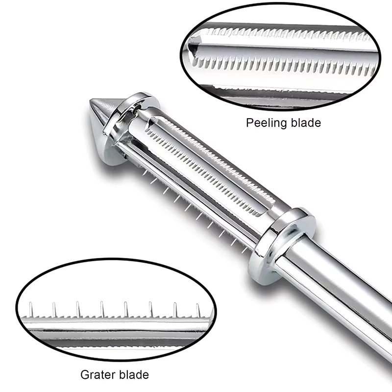 Multifunktionaler Obst- und Gemüseschäler aus Edelstahl in Silber als scharfer Cutter und Slicer für Kartoffeln und Karotten - Bild 5