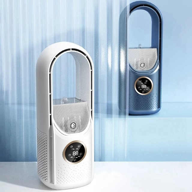 Sarmocare Tragbarer USB-Luftkühler in Blau mit 6 Geschwindigkeitsstufen, Timer und Luftbefeuchter-Funktion - Bild 1
