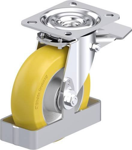 Blickle Stahlblech-Lenkrolle L-ALTH 125K-ST-CO-FS in Silber und Gelb mit 125 mm Rad-Durchmesser und einer Tragfähigkeit von 250 kg - Bild 1