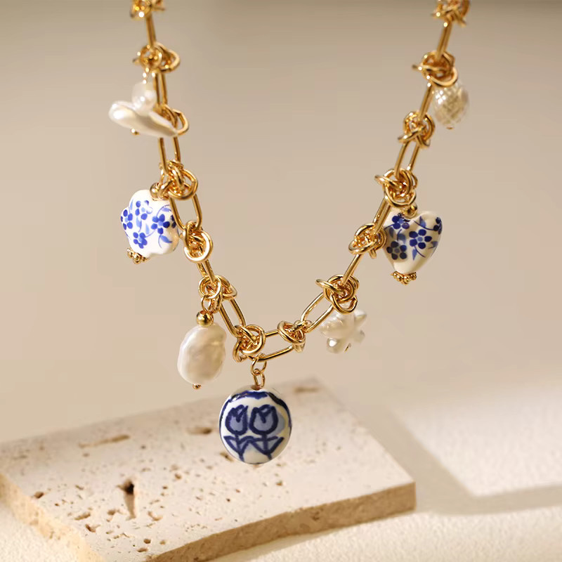 EILIECK Halskette Edelstahl, Gold, Perle, Damen - Bild 4