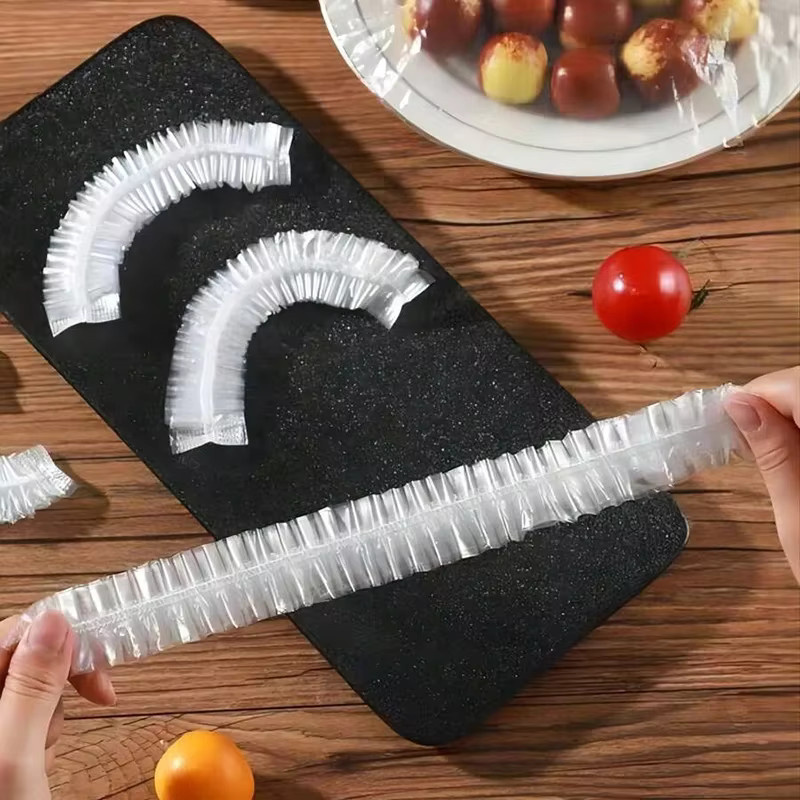 100 Stück transparente Einweg-Kunststofffolie aus lebensmittelechtem Kunststoff zur Aufbewahrung von Obst und Gemüse sowie als Staubschutz für Schüsseln und Teller - Bild 4