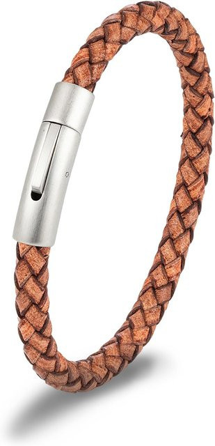 Armband, blaues Leder, Edelstahl, Schwarz, Herren, 19cm - Bild 1