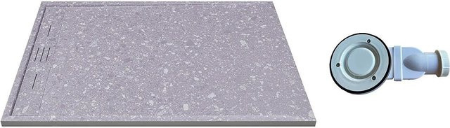 Vente-unique Duschwanne Lyrosa rechteckig in Grau und Weiß, Breite: 140 cm - Bild 1
