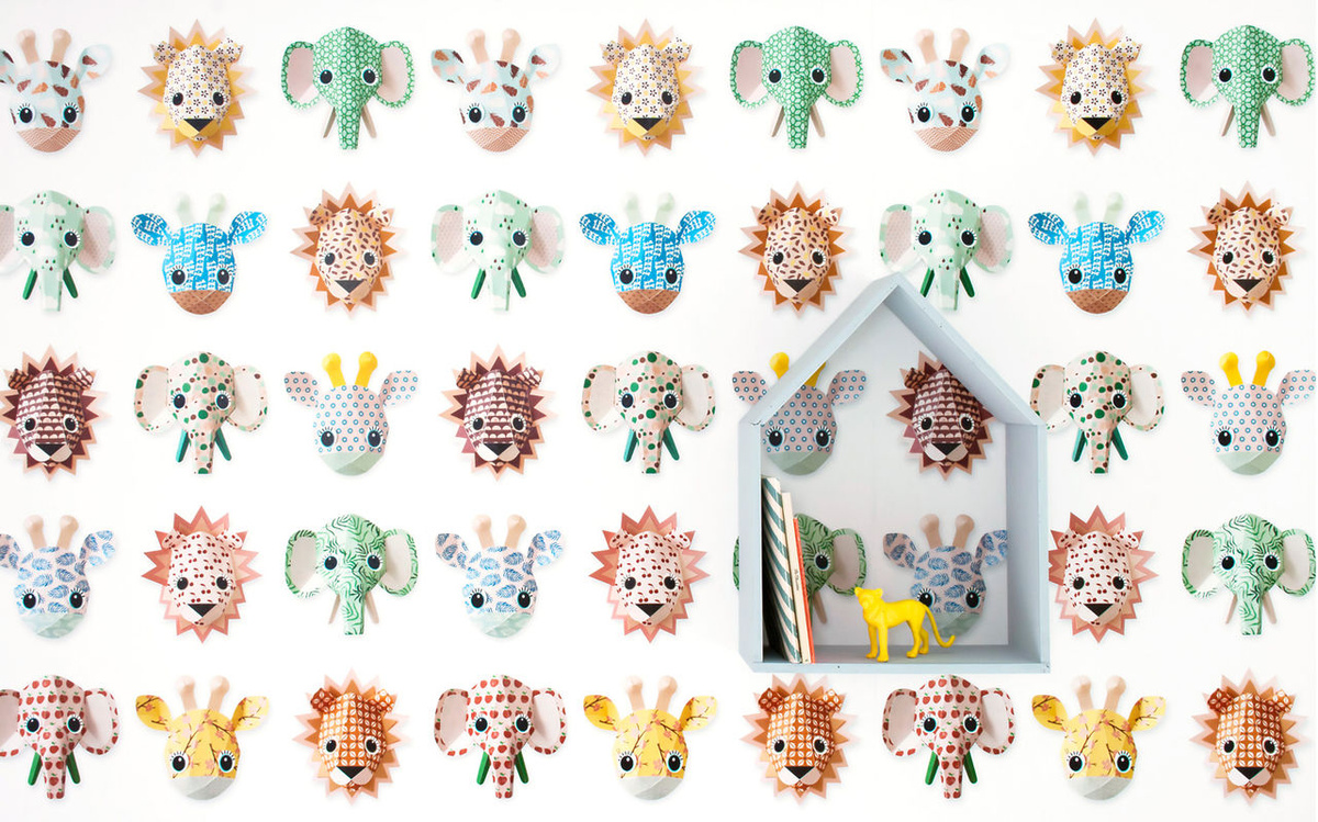 Studio Ditte Tapete Wild Animals Sweet in Multicolour für das Kinderzimmer, Vlies-Tapete matt - Bild 2