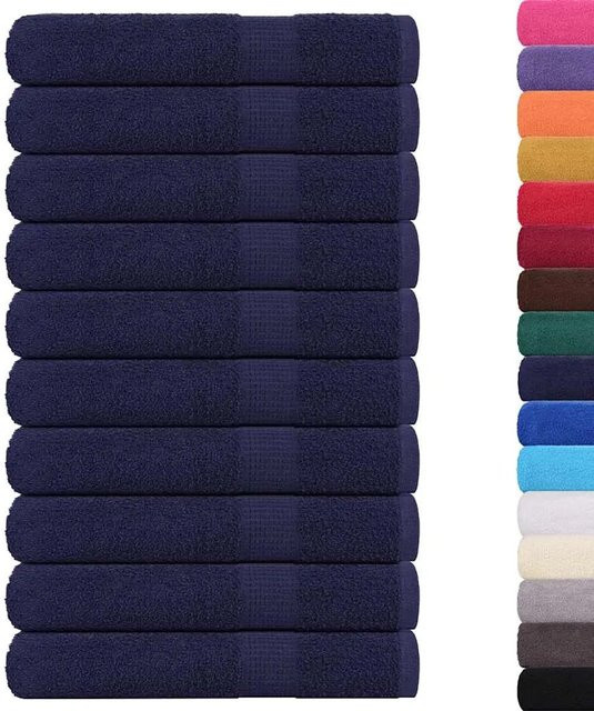 vidaXL Saunatücher 10er Set aus 100% Baumwolle in Marineblau, B: 80 cm, L: 200 cm, 360 g/m² - Bild 1