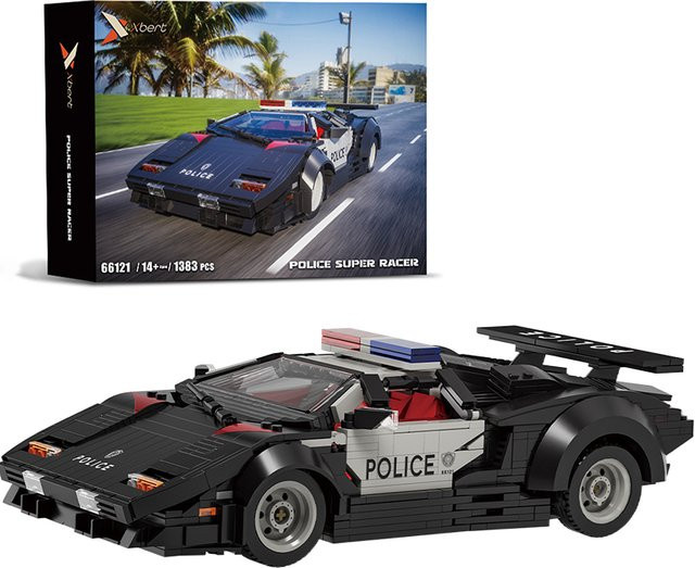AMAZINGBLOKS Polizei-Rennwagen Baukasten in Schwarz mit 1383 Teilen - Bild 1