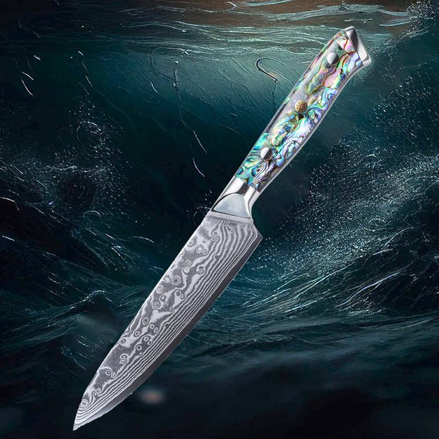 Baovim Damaskus-Allzweckmesser mit Abalone-Muschelgriff in Multicolour - Bild 1