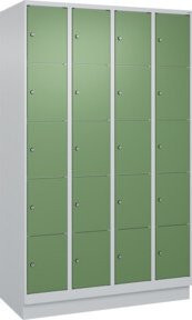 C+P Schließfachschrank Classic PLUS mit Sockel und 4 Abteilen, Farbe Resedagrün und Grau, B/T/H: 120 x 50 x 195 cm - Bild 1
