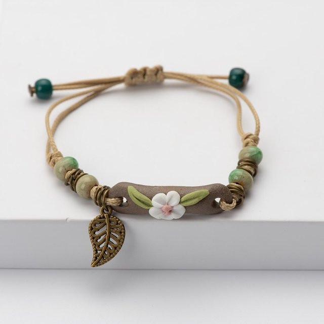 Armband, Keramik, Perlen, grau, Damen - Bild 1