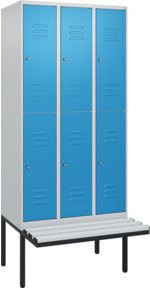 C+P Doppelstock-Spind Classic PLUS Sitzbank mit 3 Abteilen und Zylinderschloss, B/T/H: 212,0 x 90,0 x 81,5 cm - Bild 1