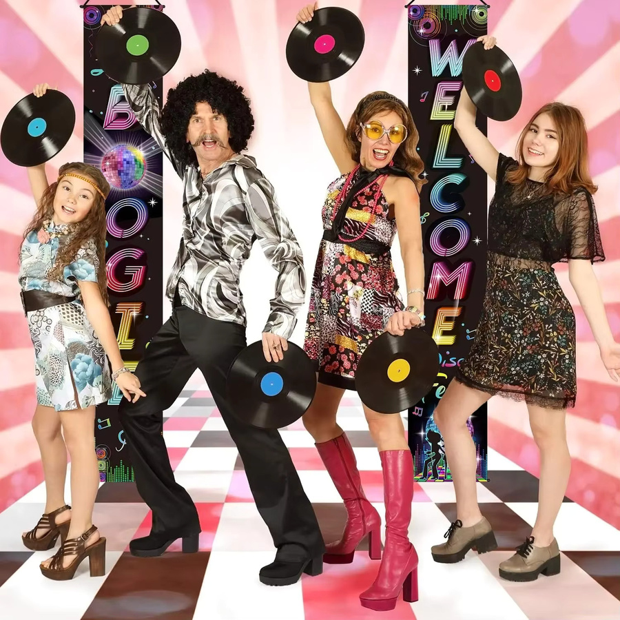 VIKAMA Retro-Disco-Banner für deine 1970er Jahre Mottoparty, mehrfarbiges Party-Dekorationsschild zum Aufhängen für Innen und Außen, B: 180 cm, H: 30 cm - Bild 3