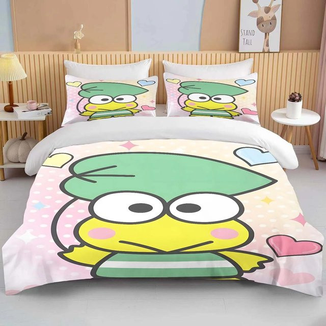 Allbestart Sanrio Keroppi Bettwäscheset mit Bettbezug und Kissenbezug, Mehrfarbig, B/H: 172 x 218 cm - Bild 1