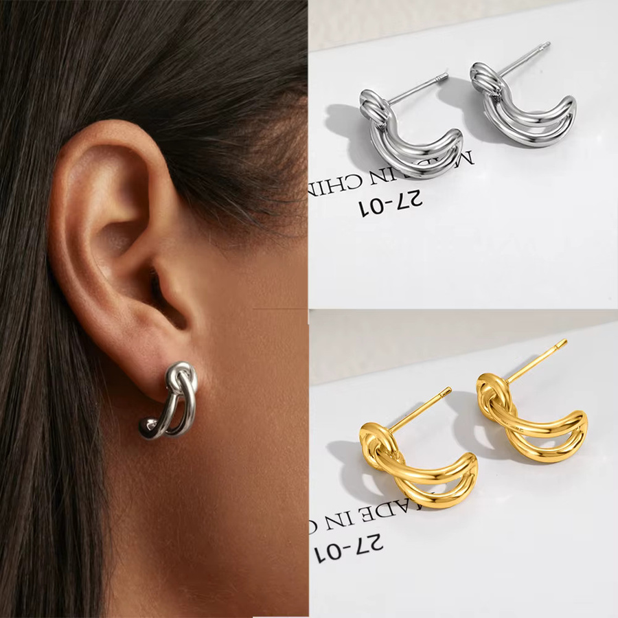 amofa Ohrstecker Edelstahl, goldplattiert, Mini-Knoten - Bild 3