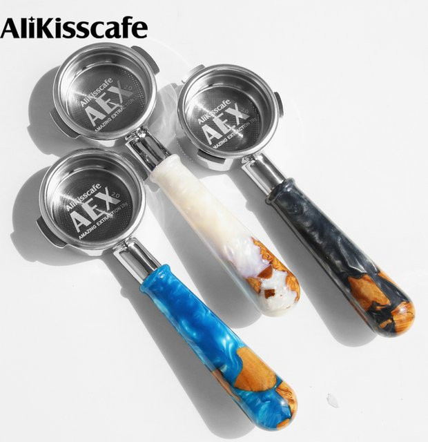 AliKisscafe Kaffee-Siebträger ohne Boden in Silber aus Edelstahl, 58 mm, für Gaggia E61 Nuova Hibrew Breville 9er Serie - Bild 1