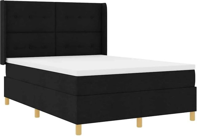 vidaXL Boxspringbett Hybrid mit Matratze und Taschenfederkern in Schwarz, B/T: 140 x 200 cm - Bild 1