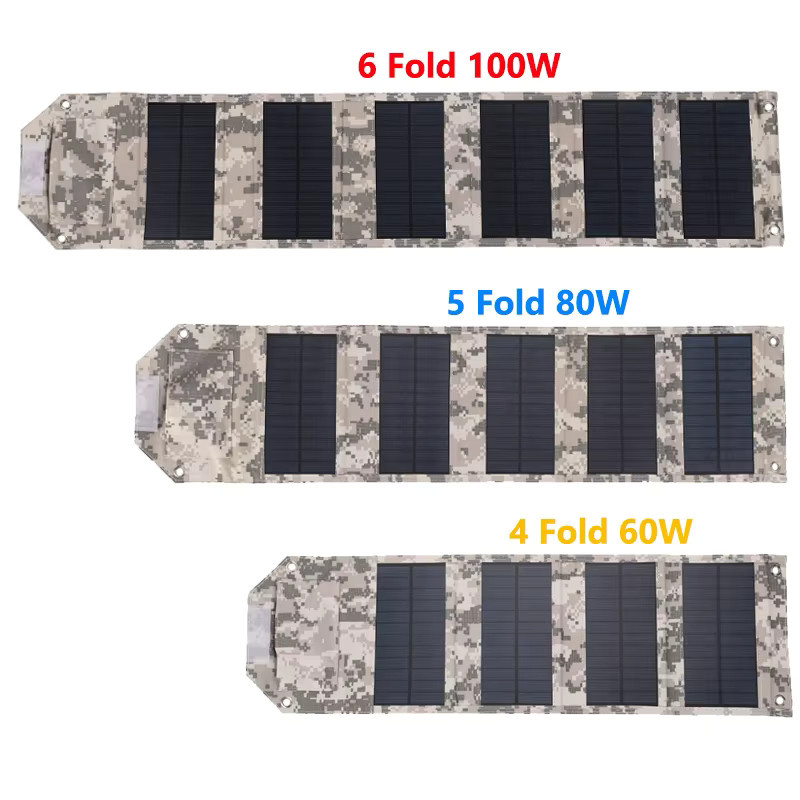 Tragbares 100W faltbares Solarpanel Camouflage mit USB-Anschluss für Camping und Wandern, wasserdicht, Schwarz/Multicolor - Bild 2