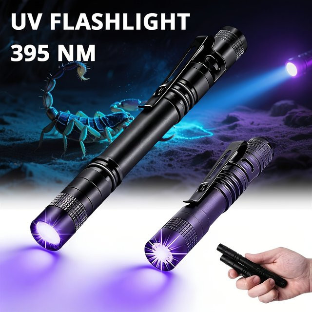 ZHIYU UV-Taschenlampe Mini LED Ultraviolett-Stiftlicht in Schwarz zur Detektion von unsichtbarer Tinte und Haustier-Urinflecken - Bild 1