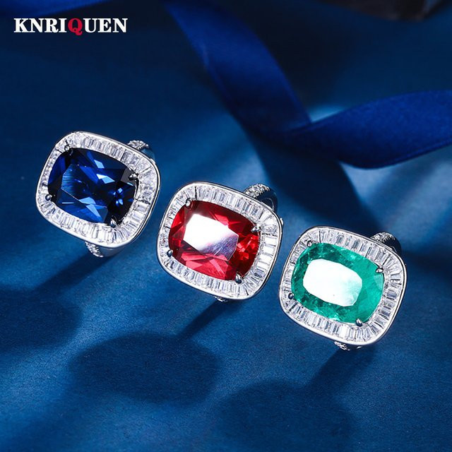 KNRIQUEN Ring, Rubin, Saphir, Smaragd, Diamant, Silber, Damen, Vintage - Bild 1