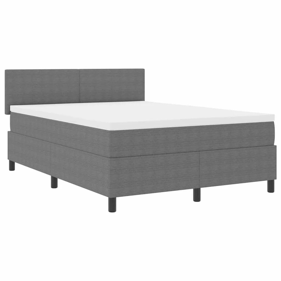 vidaXL Boxspringbett mit Cordstoff in Hellgrau und Weiß, B/T/H: 140 x 190 x 280 cm - Bild 2