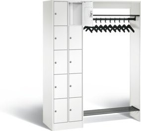 C+P Offene Garderobe Serie 8070 in Verkehrsweiß mit Garderobenstange und Zylinderschlössern, H x B x T: 195 x 141 x 48 cm - Bild 1