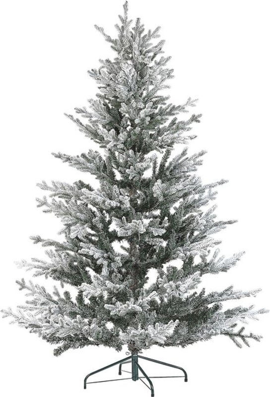 Beliani Künstlicher Weihnachtsbaum in Grün und Weiß mit Kunstschnee, Höhe: 180 cm - Bild 1