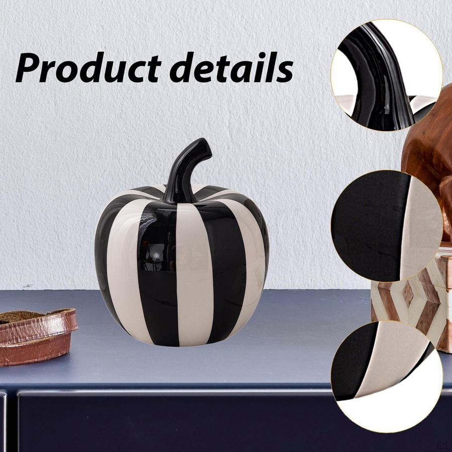Moderne Keramik Obstfigur von SunshineTek in Schwarz-Weiß Gestreift als dekorative Skulptur für deinen Schreibtisch, Höhe: 15 cm, Breite: 12 cm - Bild 2