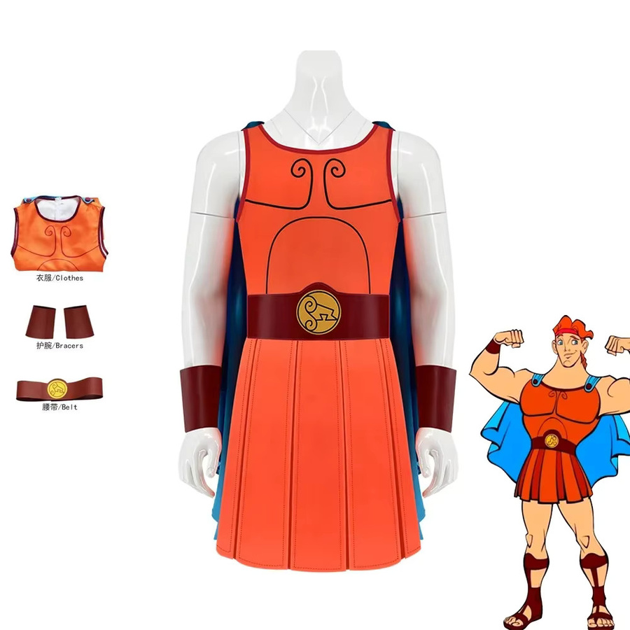 HHYRCOS Herkules Cosplay-Kostüm, Fantasy-Jumpsuit mit Weste und Umhang - Bild 2