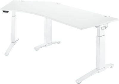 Schäfer Shop Genius ERGOSTYLE S Schreibtisch, elektrisch höhenverstellbar, 135°, C-Fuß, weiß/weiß, B: 216,5 cm, T: 80 cm, H: 71,5-118,2 cm - Bild 1