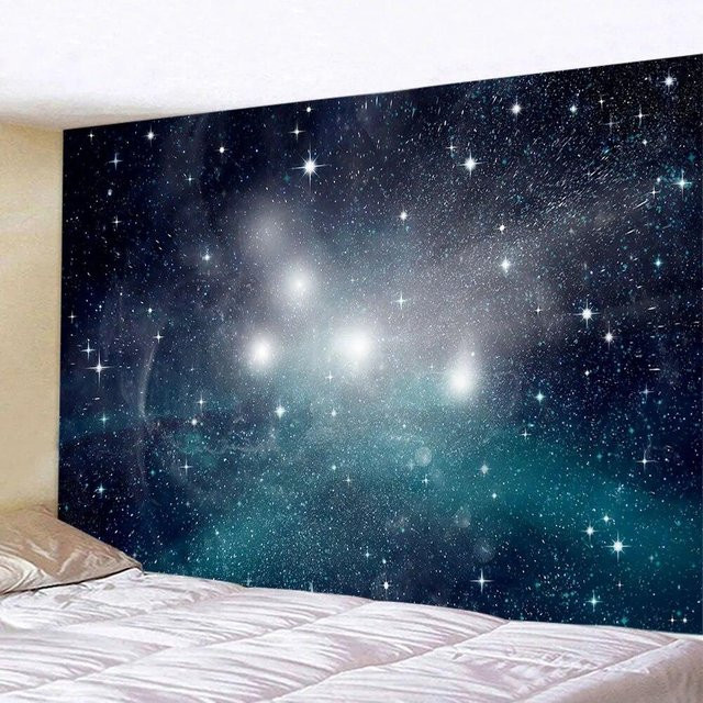 Bling Bling Tapestry Wandbehang mit Sternenhimmel-Galaxie-Motiv, Mond und Nebel, B/H: 150 x 130 cm - Bild 1