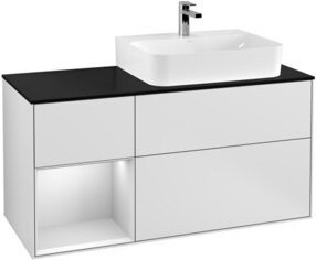 V&B Waschtischunterschrank Finion mit Abdeckplatte und Regal links, Farbe Weiß lackiert, Breite: 120 cm, Tiefe: 50,1 cm, Höhe: 50,1 cm - Bild 1