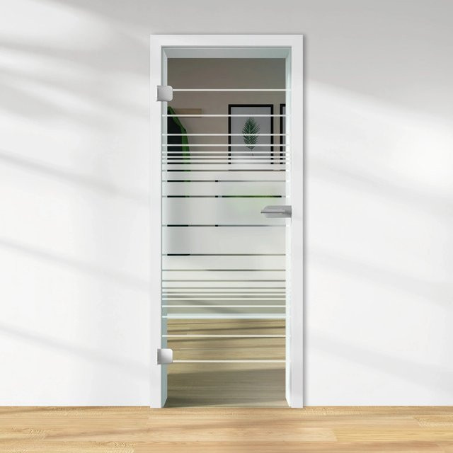 Skyscope Glasdrehtür ESG Floatglas mit Dekor Siebdruck, DIN Links, Transparent, H x B x T: 197,2 x 70,9 x 0,8 cm - Bild 1