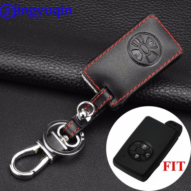 Jingyuqin Smart Key Case Cover aus Leder für Toyota RAV4 Corolla Yaris Mark X Hilux Vitz Aqua Camry Auris in Schwarz - Bild 1