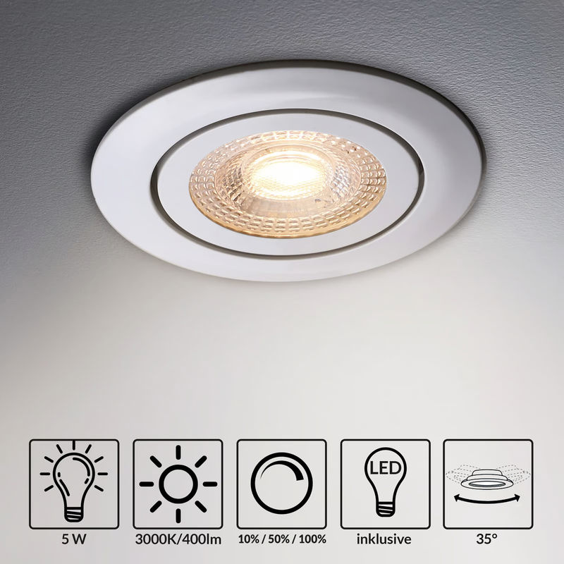 mONZANA LED Einbauleuchte Krog 6er-Set Weiß mit Leuchtmittel und verstellbarem Reflektor - Bild 3