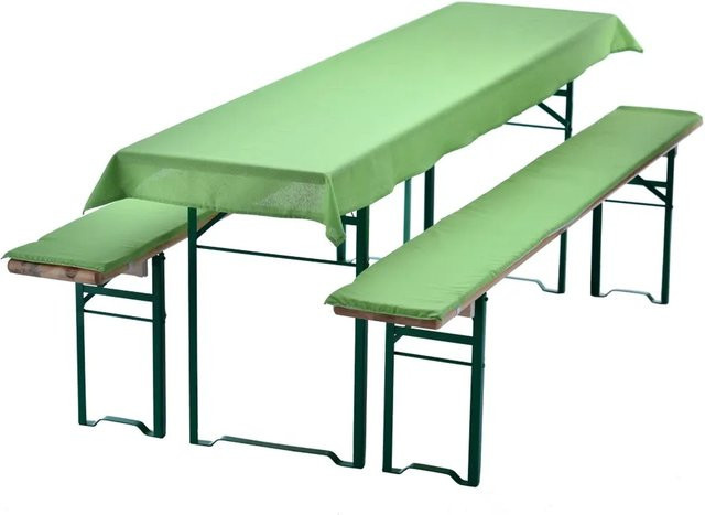 NYVI Bierbankauflagen Set NYVIGala 3-teilig in Grün, Tischdecke für Biertisch und Sitzpolster für Bierbänke, B/T: 240 x 70 cm - Bild 1