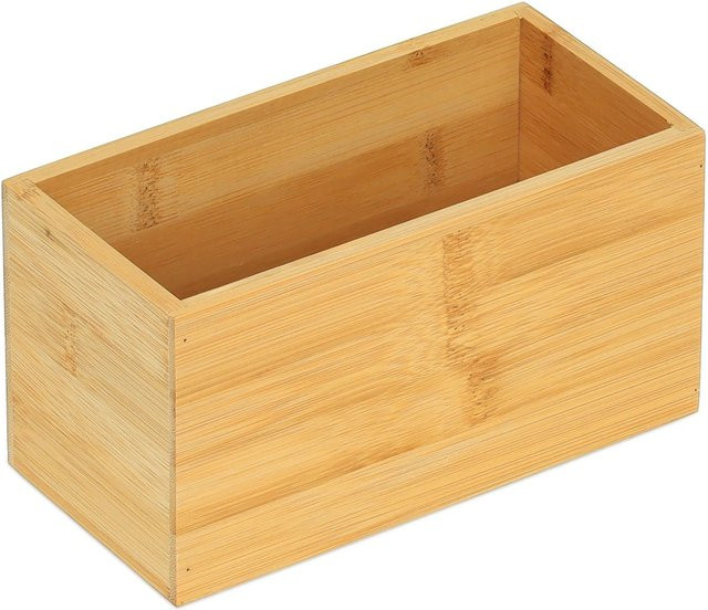 Relaxdays Ordnungsbox aus Bambus in Natur Braun, B/T/H: 9,5 x 18 x 9 cm - Bild 1