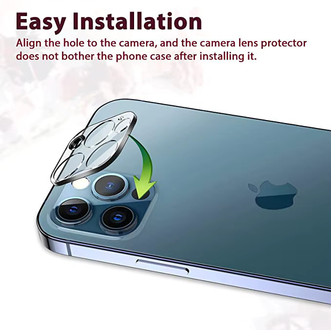 3D Gebogener Objektivschutz für Apple iPhone 11 12 13 14 15 Pro Max Kamera Schutzfolie in Transparent - Bild 3