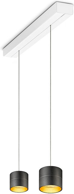 Oligo Tudor S LED-Pendelleuchte 2-flammig Schwarz matt/Blattgold mit weißem Baldachin, Tunable White (2200K - 5000K) und unsichtbarer Höhenverstellung - Bild 1