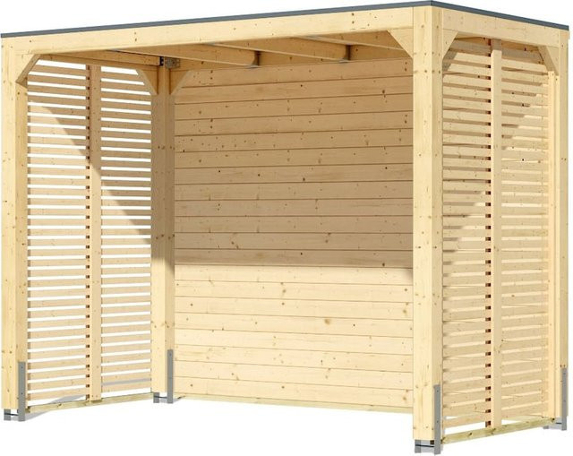 Karibu Holztechnik Pavillon Promajna Small aus Leimholz mit Rückwand und 2 Lamellenwänden - Bild 1