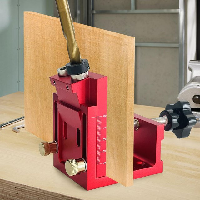 Wnew Taschenloch-Bohrvorrichtungs-Set aus Aluminiumlegierung in Rot für Holzbearbeitung und Möbelverbindungen - Bild 1