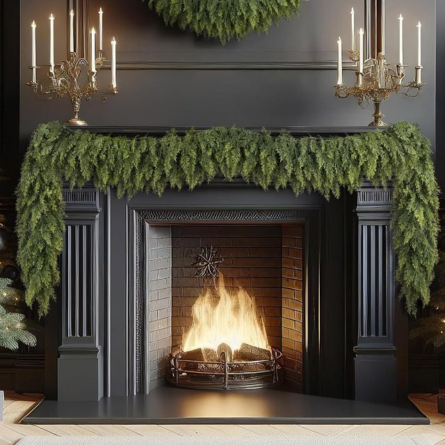 Künstliche Zypressen-Girlande aus Rattan in Armeegrün für Weihnachtsdekoration und Outdoor-Garten-Ornament - Bild 1