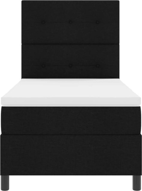 vidaXL Boxspringbett mit Matratze und LED-Beleuchtung in Schwarz aus Stoff, B/T/H: 90 x 190 x 128 cm - Bild 1